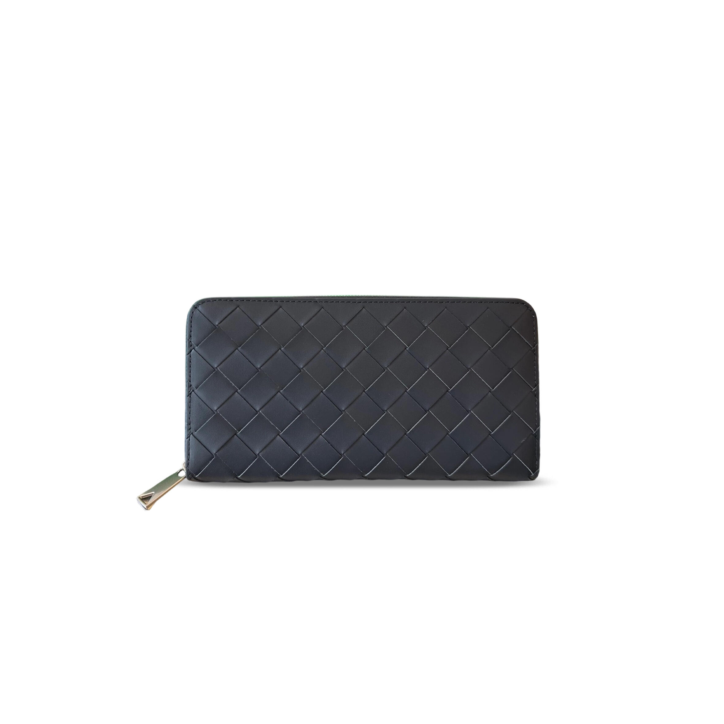 BOTTEGA VENETA INTRECCIATO ZIP-AROUND WALLET SPACE GREY MAPLE 593217 (19*10*2cm)